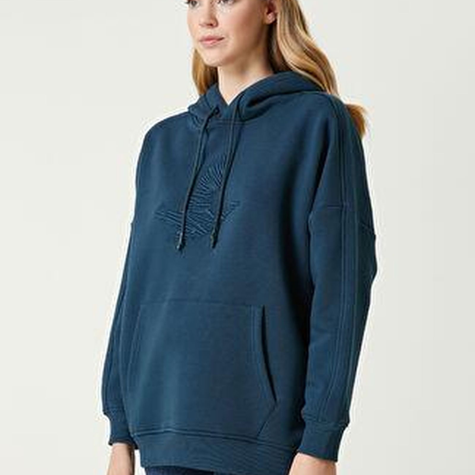 Petrol Kapüşonlu Logolu Sweatshirt
