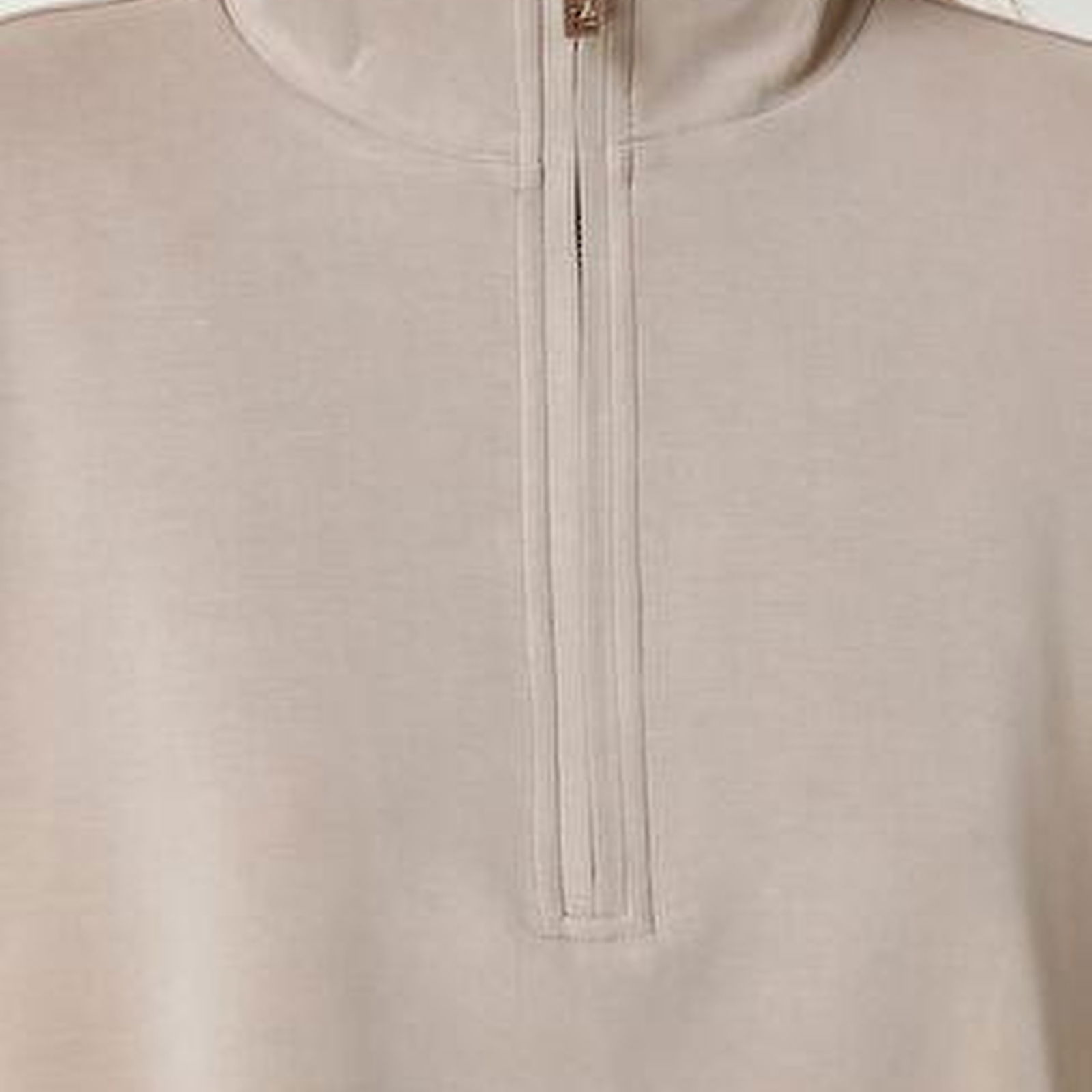 Bej Fermuarlı Modal Sweatshirt