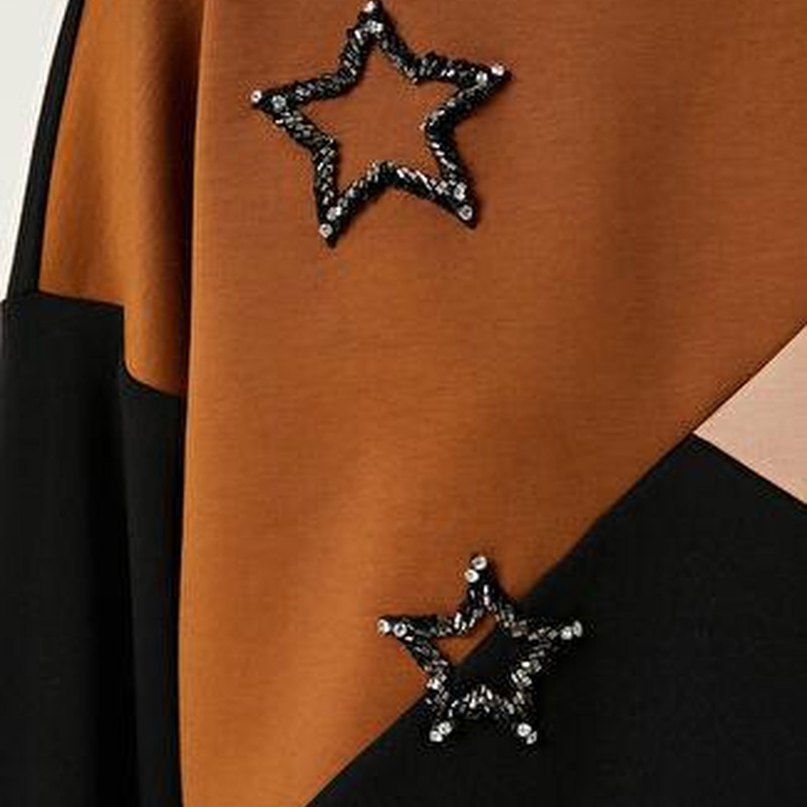Colorblock Yıldız İşlemeli Sweatshirt