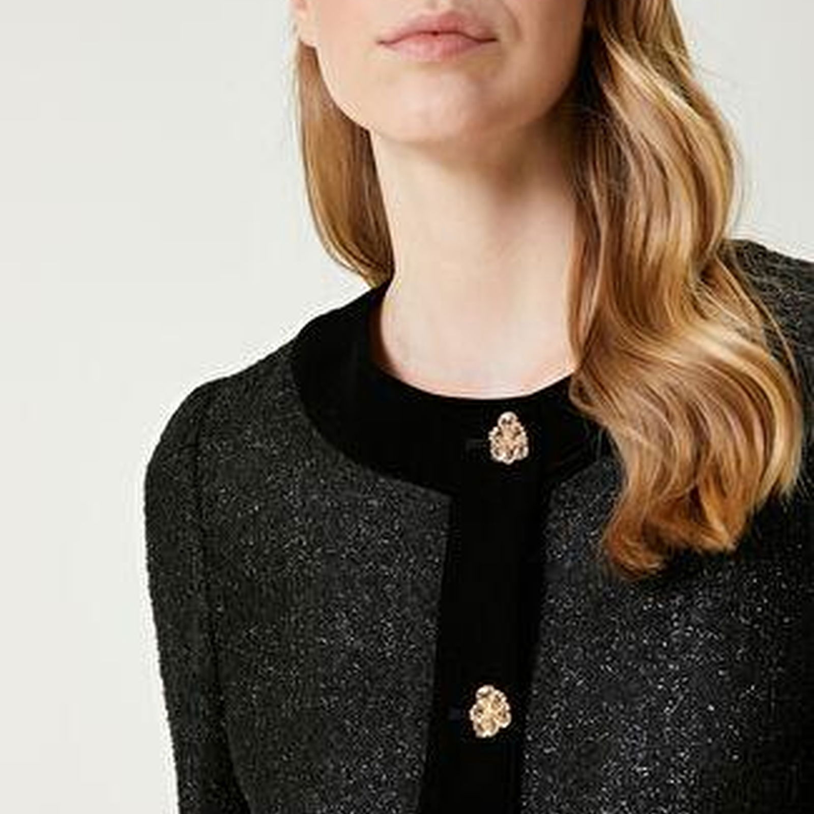 Siyah Simli Tweed Ceket