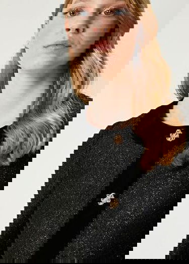  Siyah Simli Tweed Ceket
