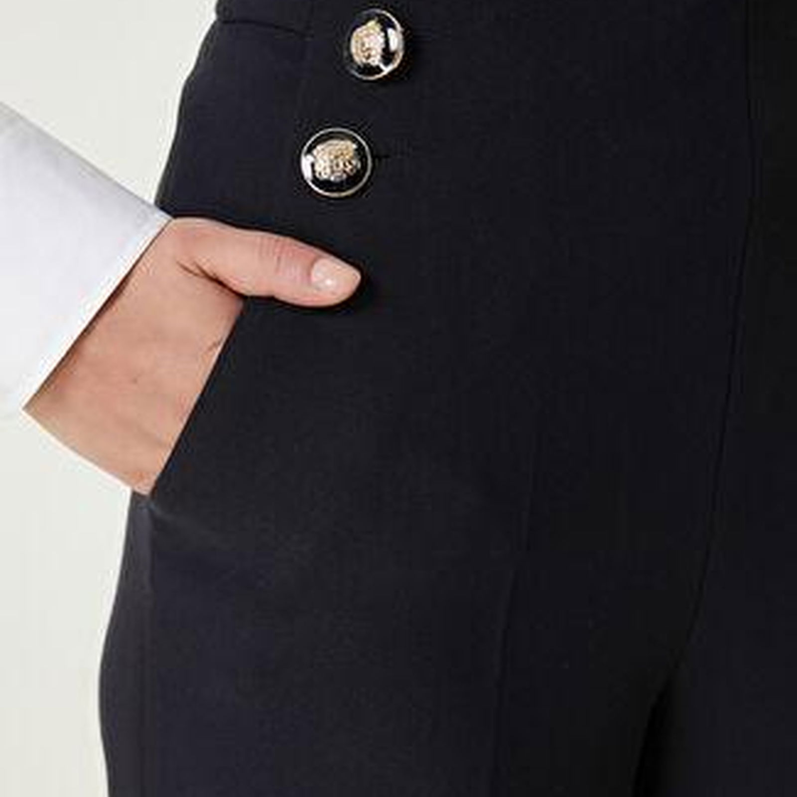 Lacivert Düğme Detaylı Pantolon