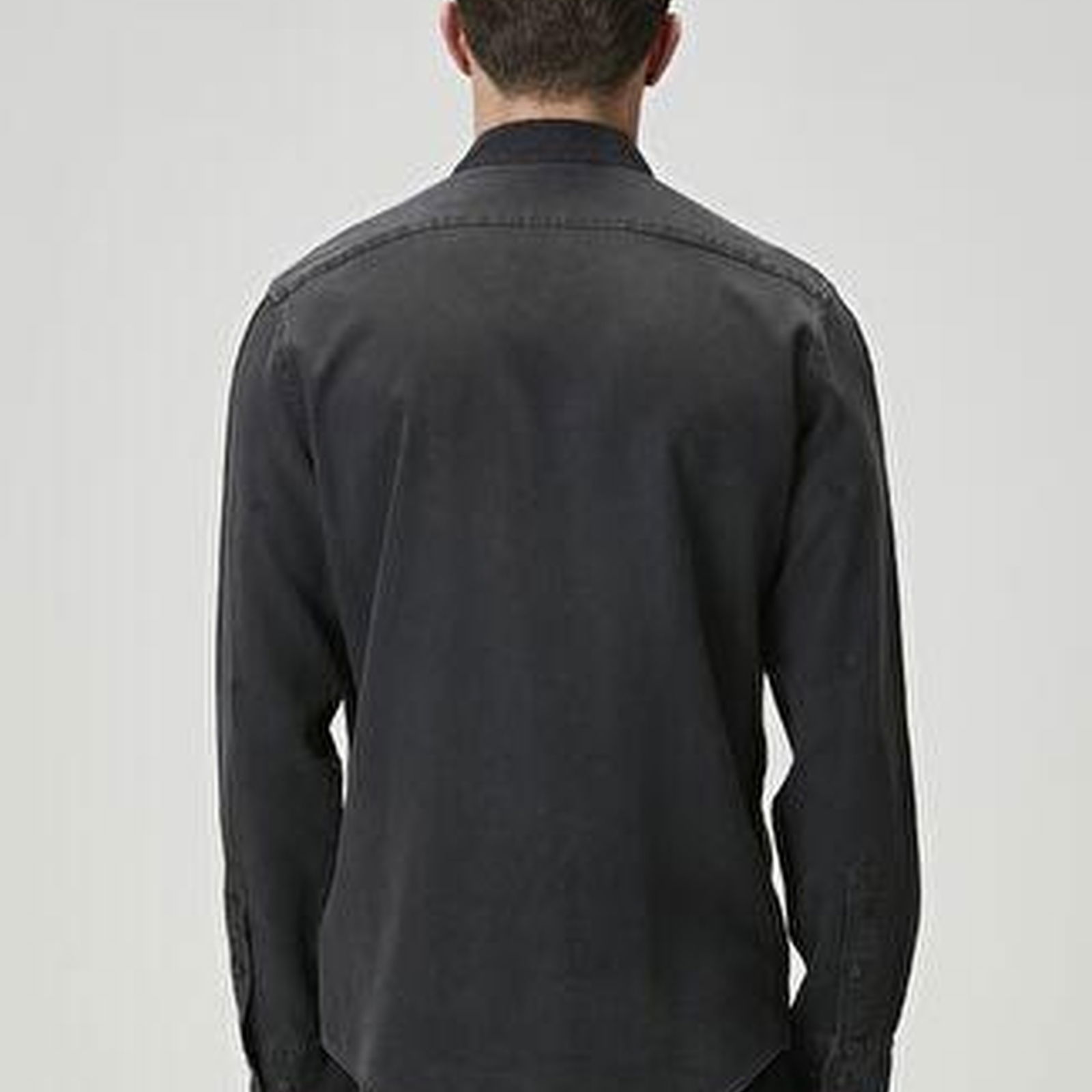 Comfort Fit Antrasit Nakışlı Denim Efektli Gömlek