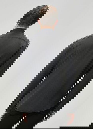  Comfort Fit Antrasit Nakışlı Denim Efektli Gömlek
