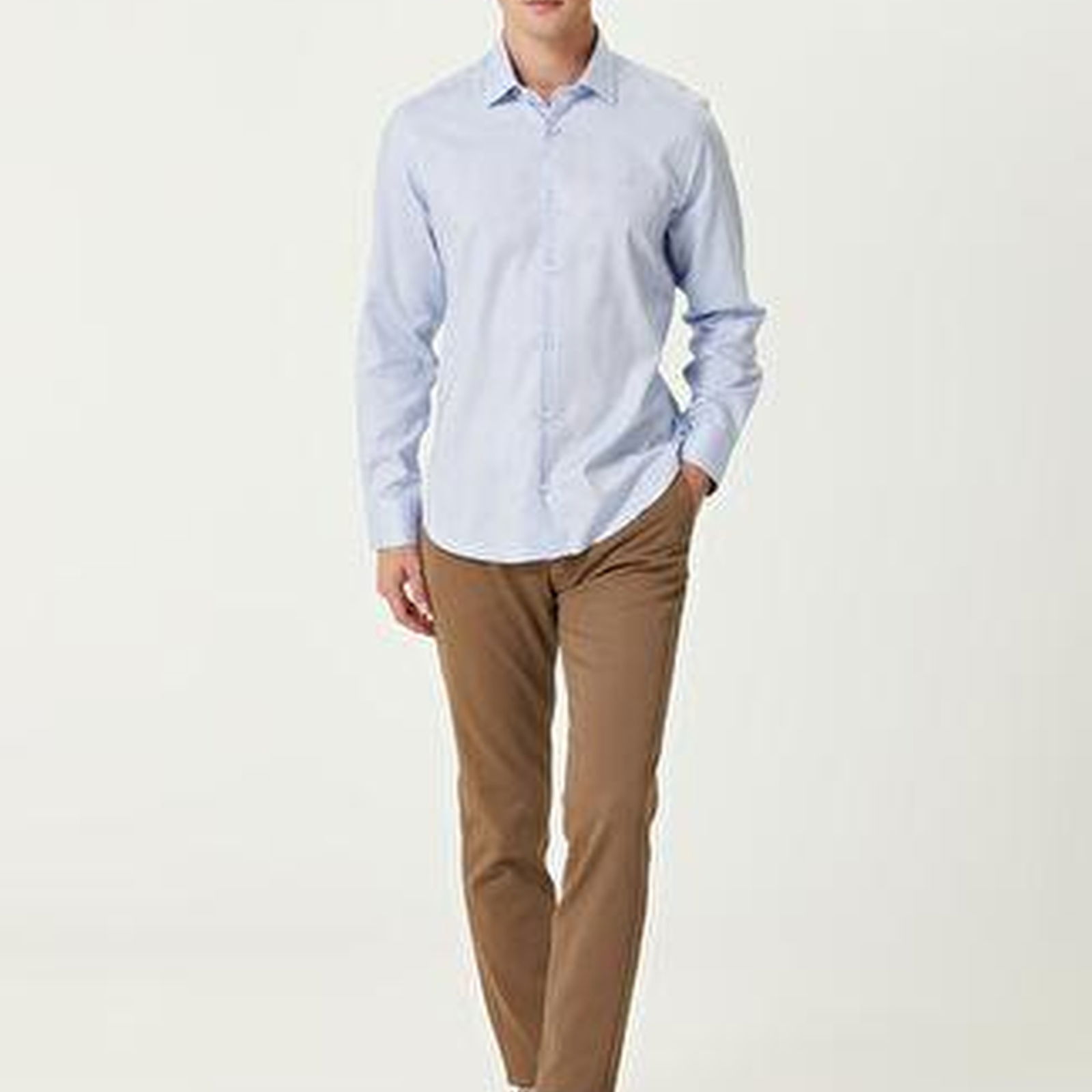 Slim Fit Vizon Twill Dokulu Chino Pantolon