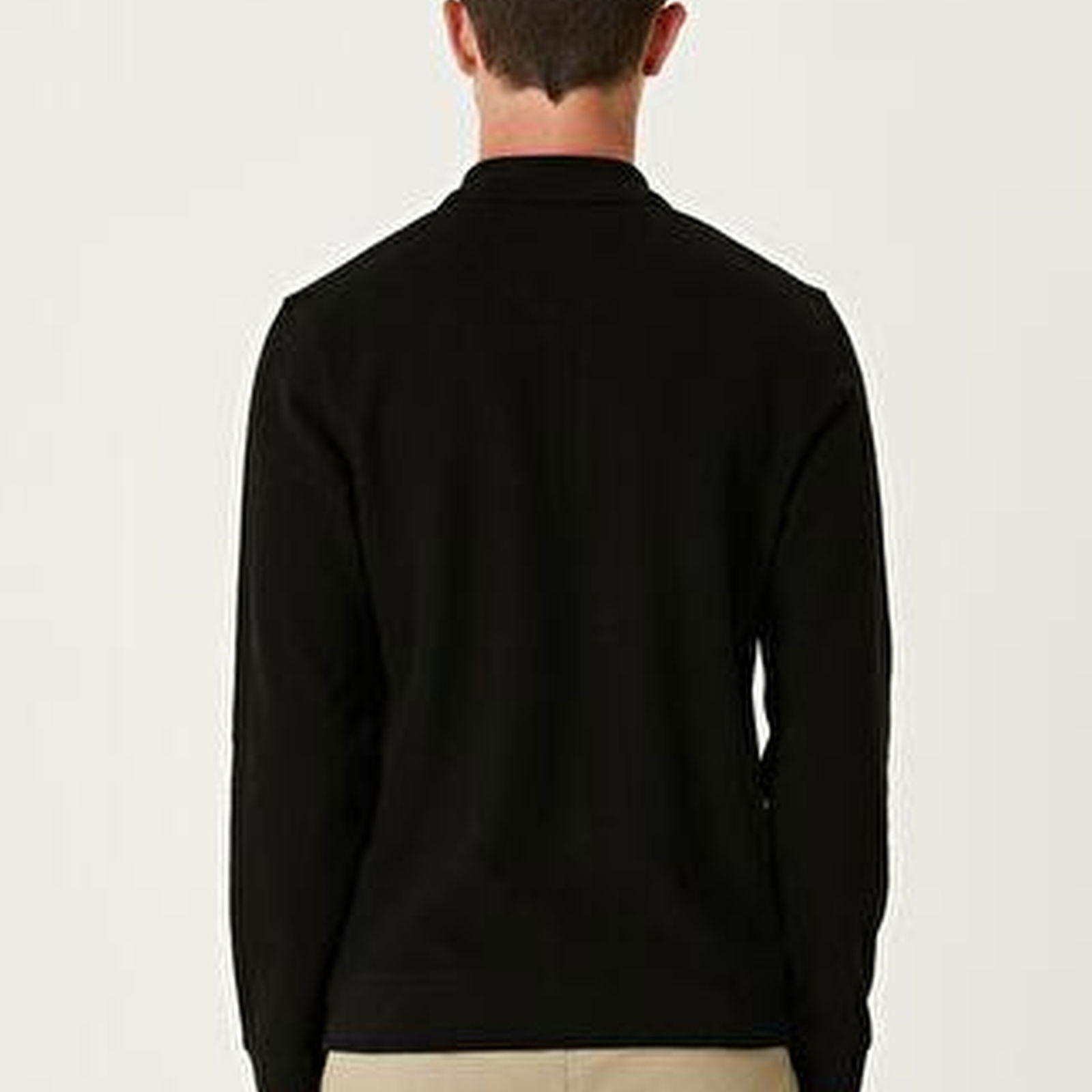 Siyah Polo Yaka Sweatshirt