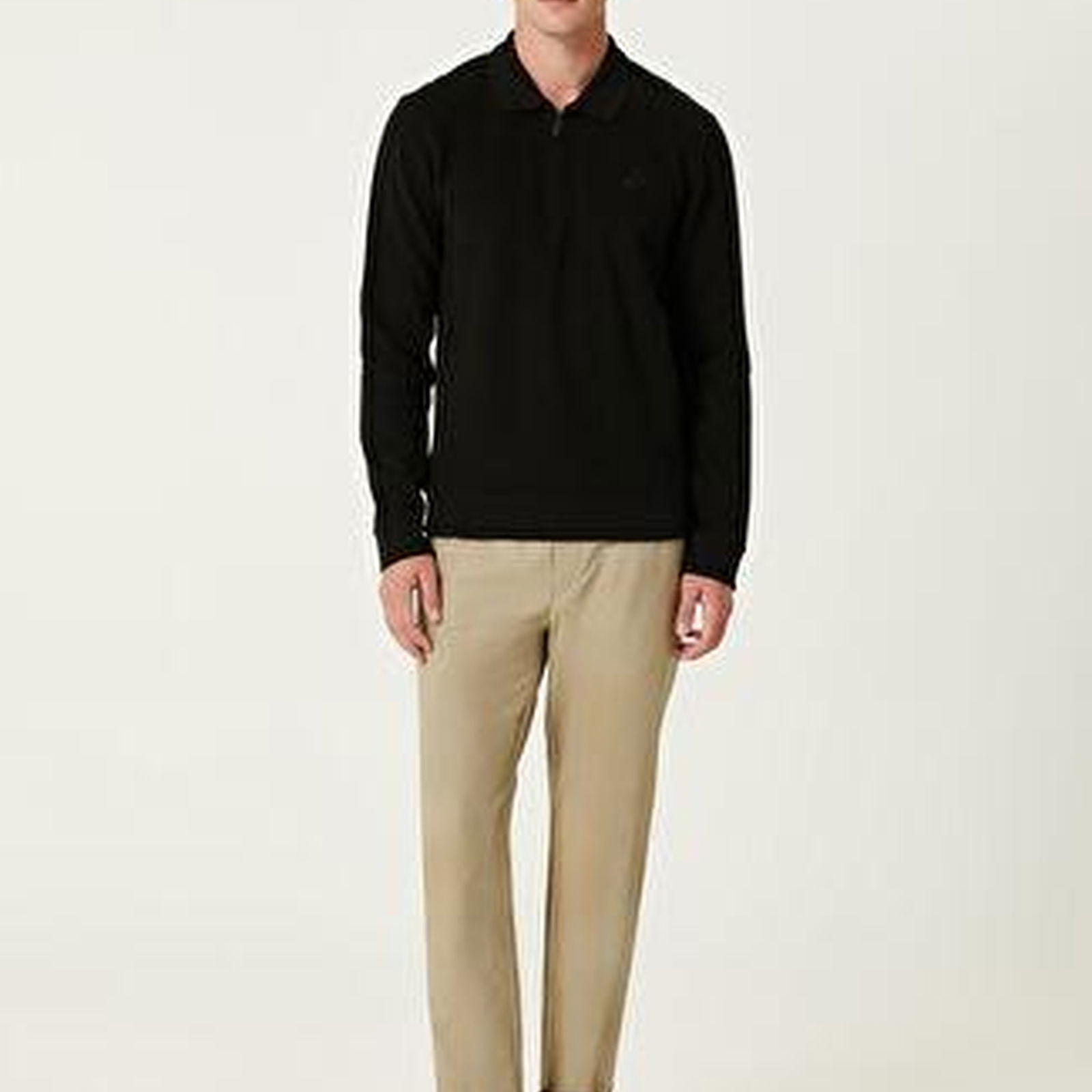 Siyah Polo Yaka Sweatshirt