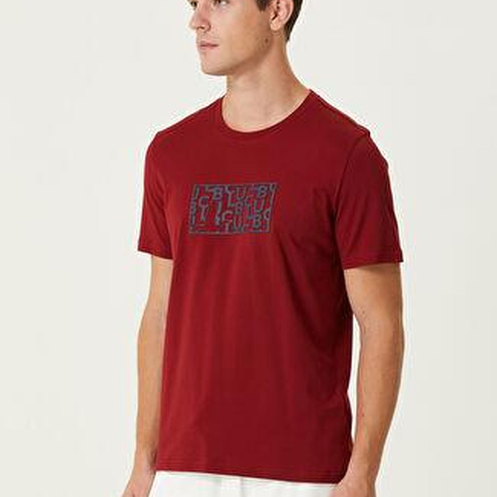 Bordo Baskılı T-shirt