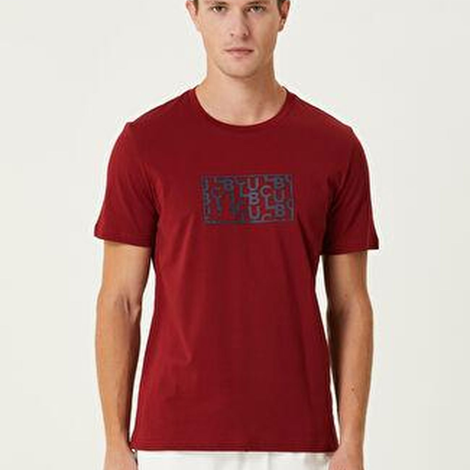 Bordo Baskılı T-shirt