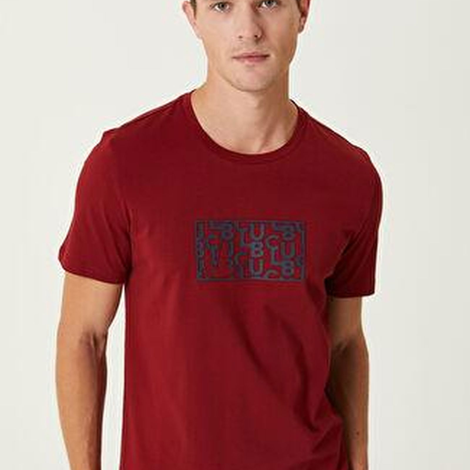 Bordo Baskılı T-shirt