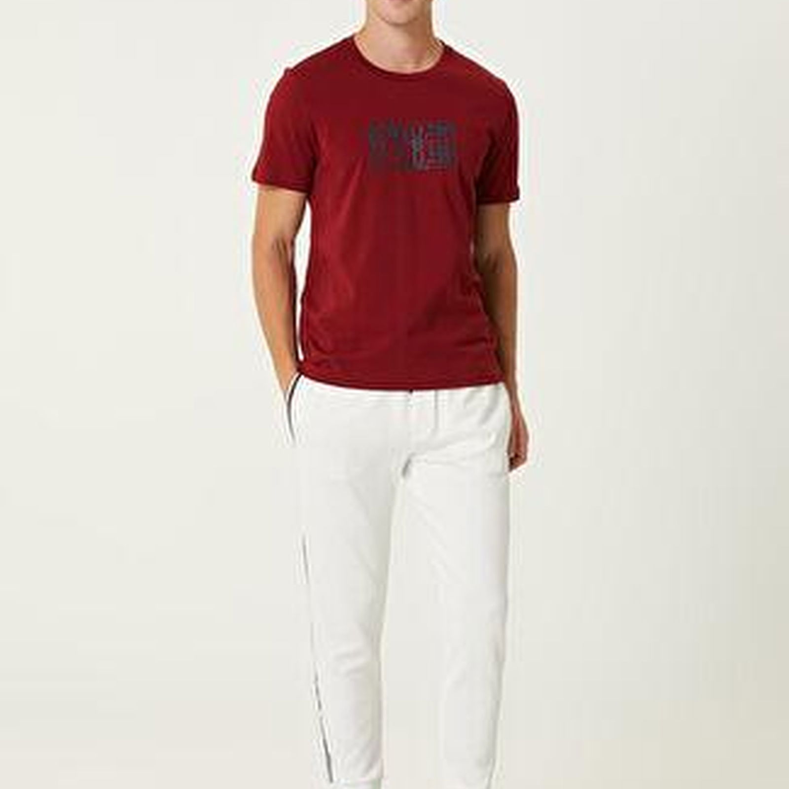 Bordo Baskılı T-shirt