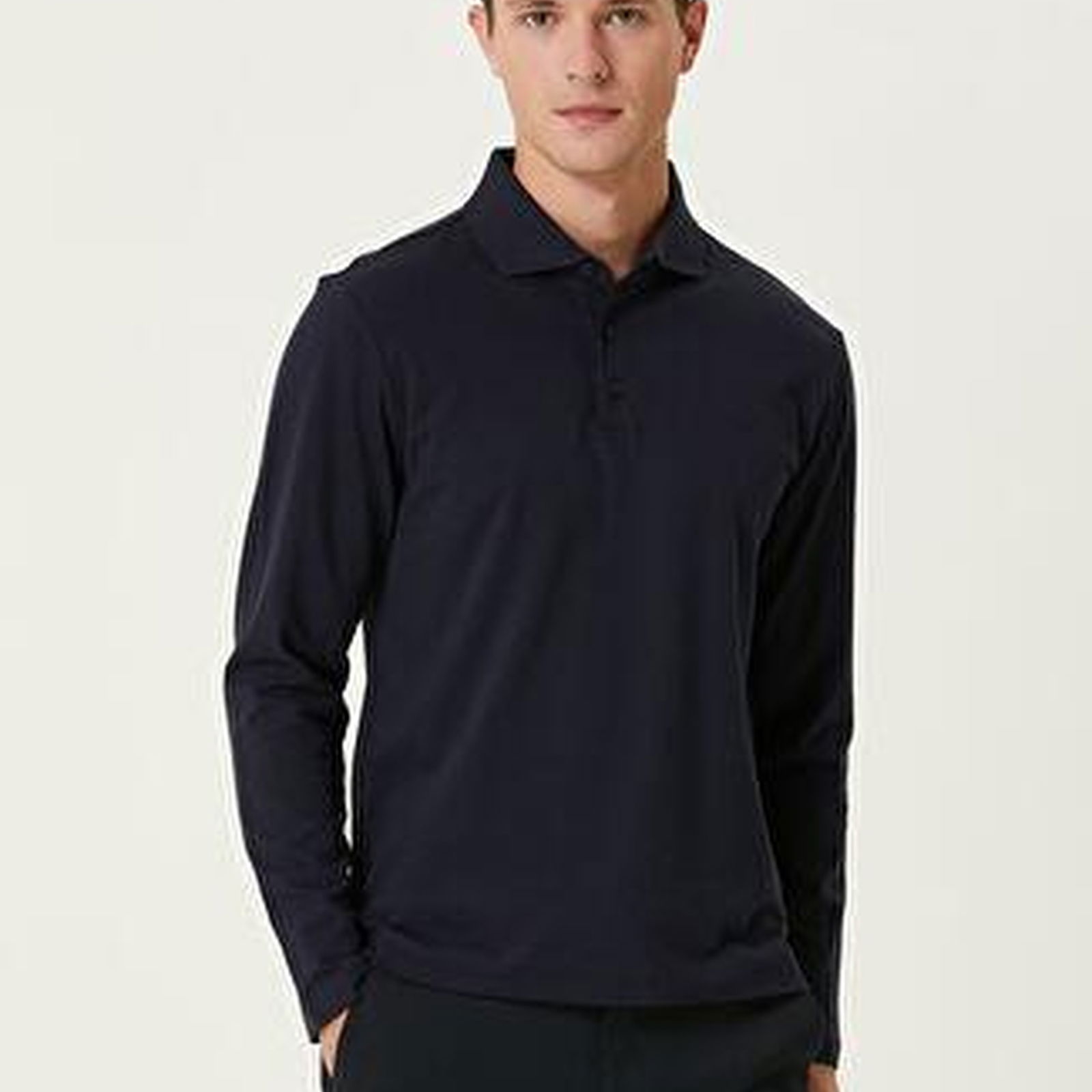 Comfort Fit Lacivert Polo Sweatshirt