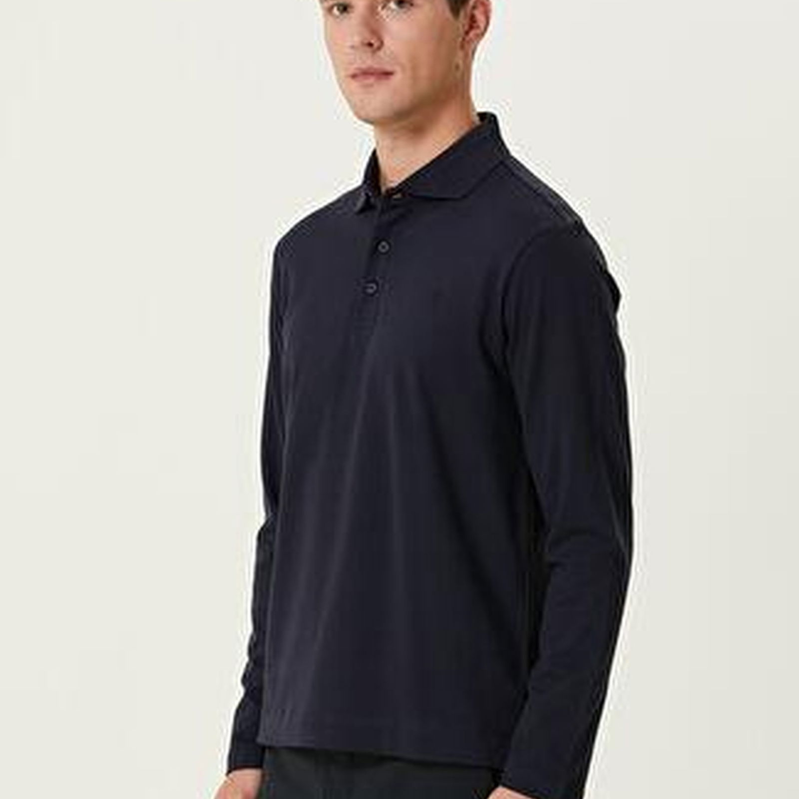 Comfort Fit Lacivert Polo Sweatshirt