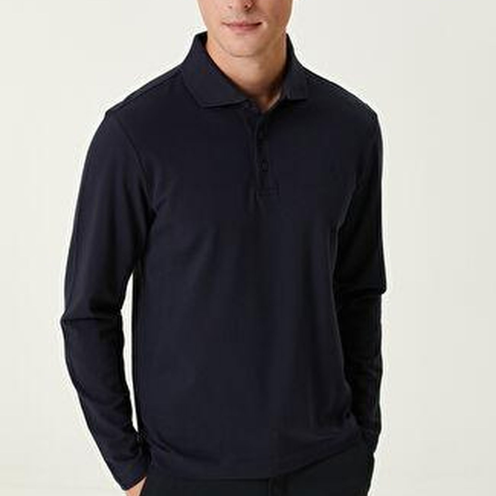 Comfort Fit Lacivert Polo Sweatshirt