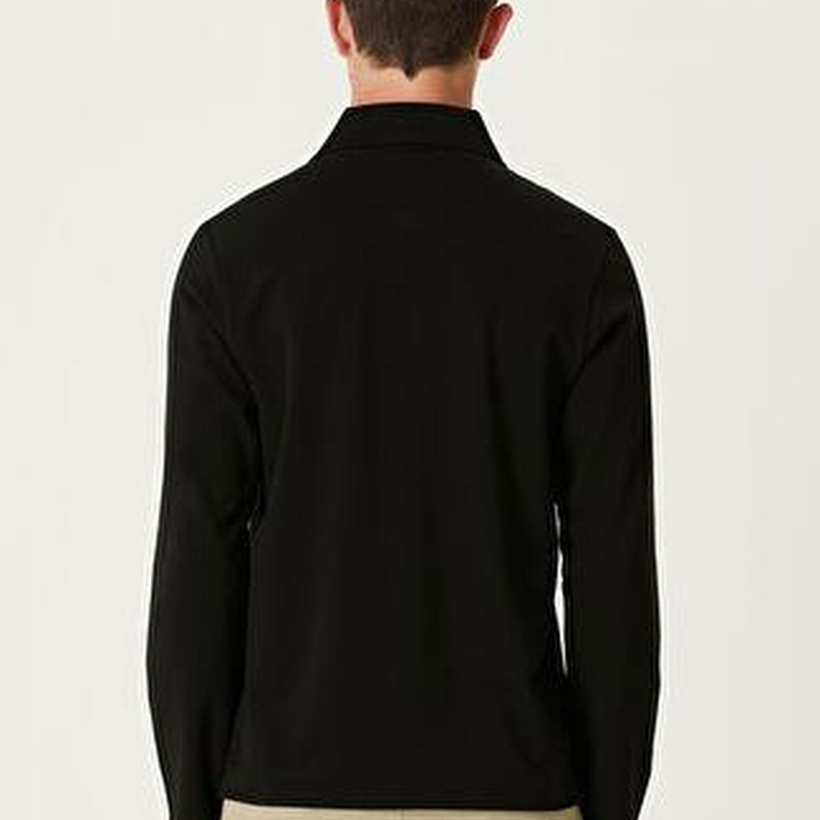 Siyah Uzun Kollu Pike Sweatshirt