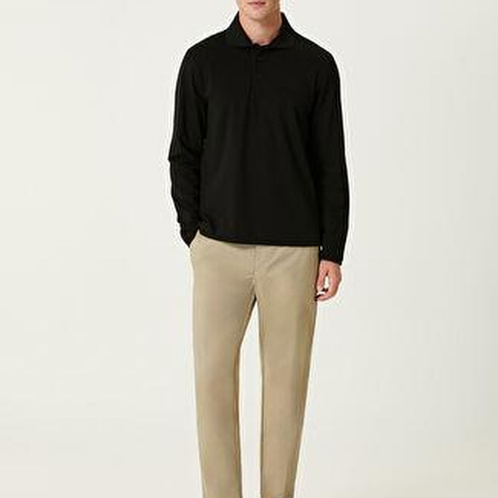 Siyah Uzun Kollu Pike Sweatshirt