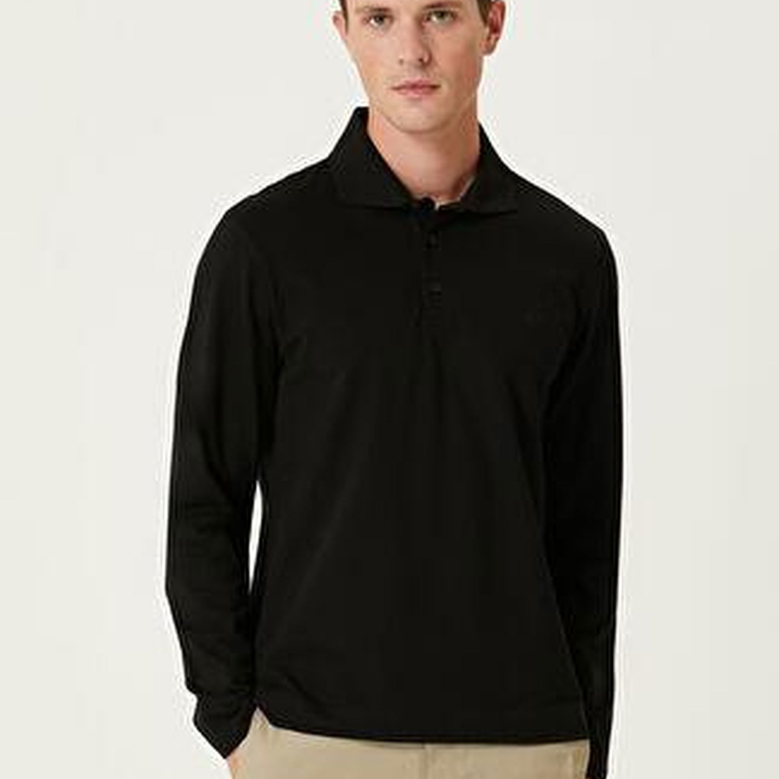 Siyah Uzun Kollu Pike Sweatshirt