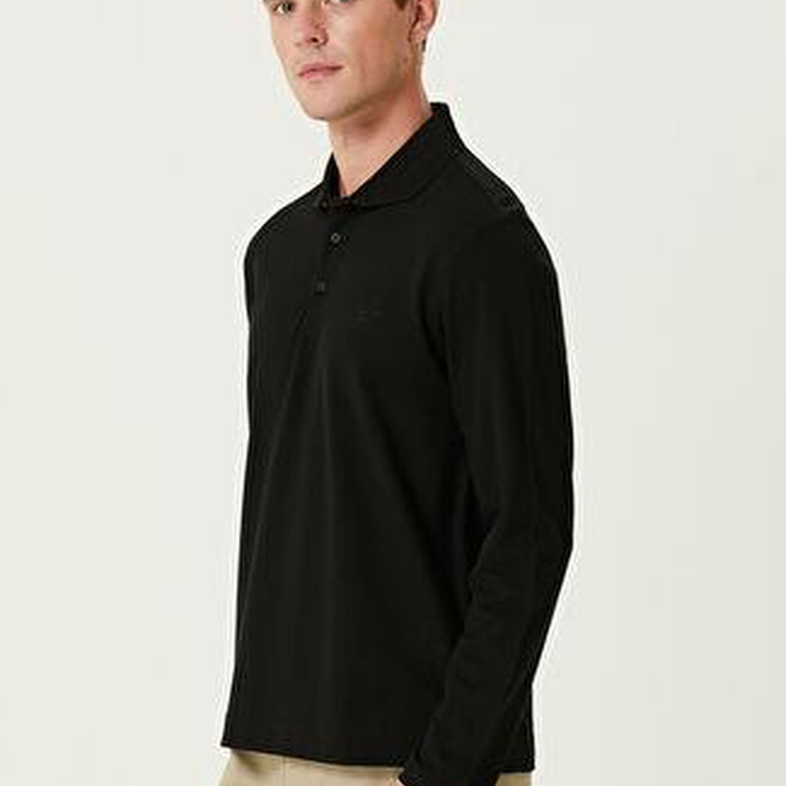 Siyah Uzun Kollu Pike Sweatshirt