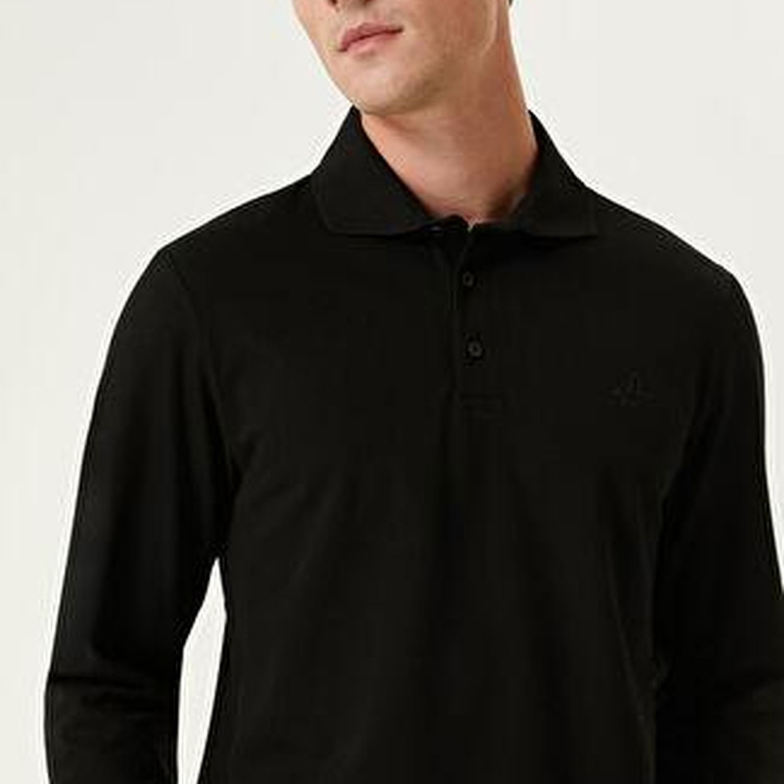 Siyah Uzun Kollu Pike Sweatshirt