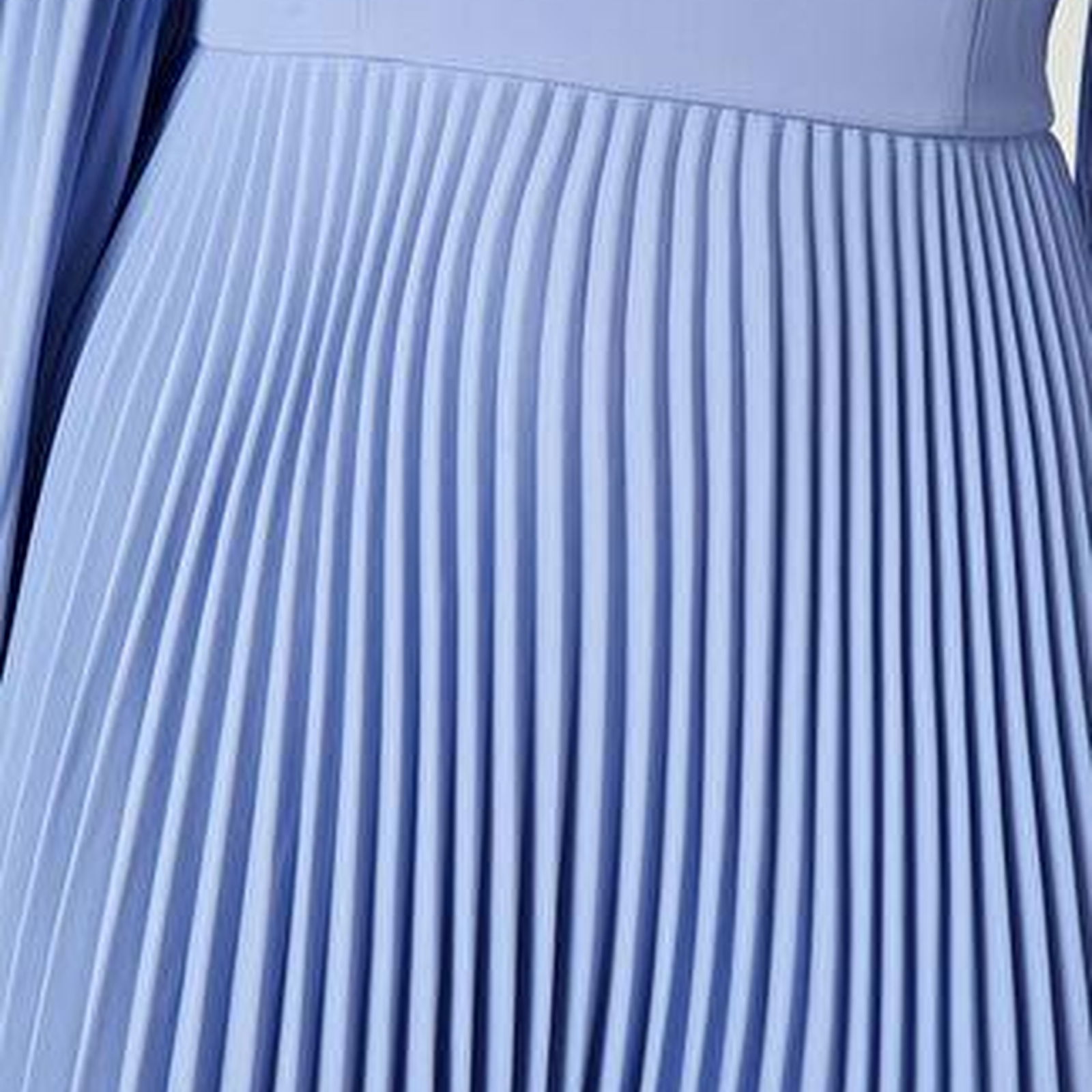 Mavi Pile Detaylı Mini Elbise