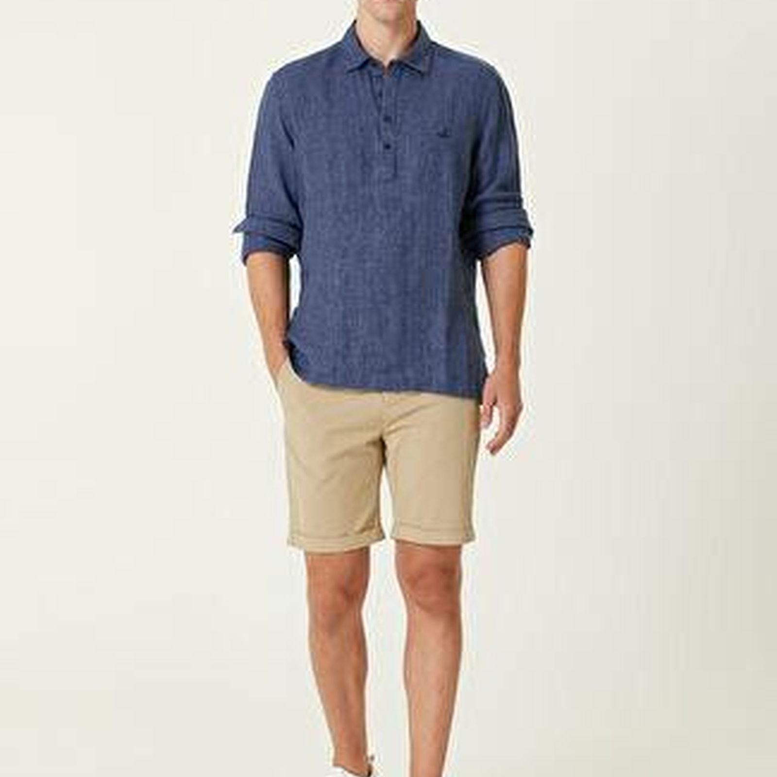 Comfort Fit Lacivert Keten Gömlek