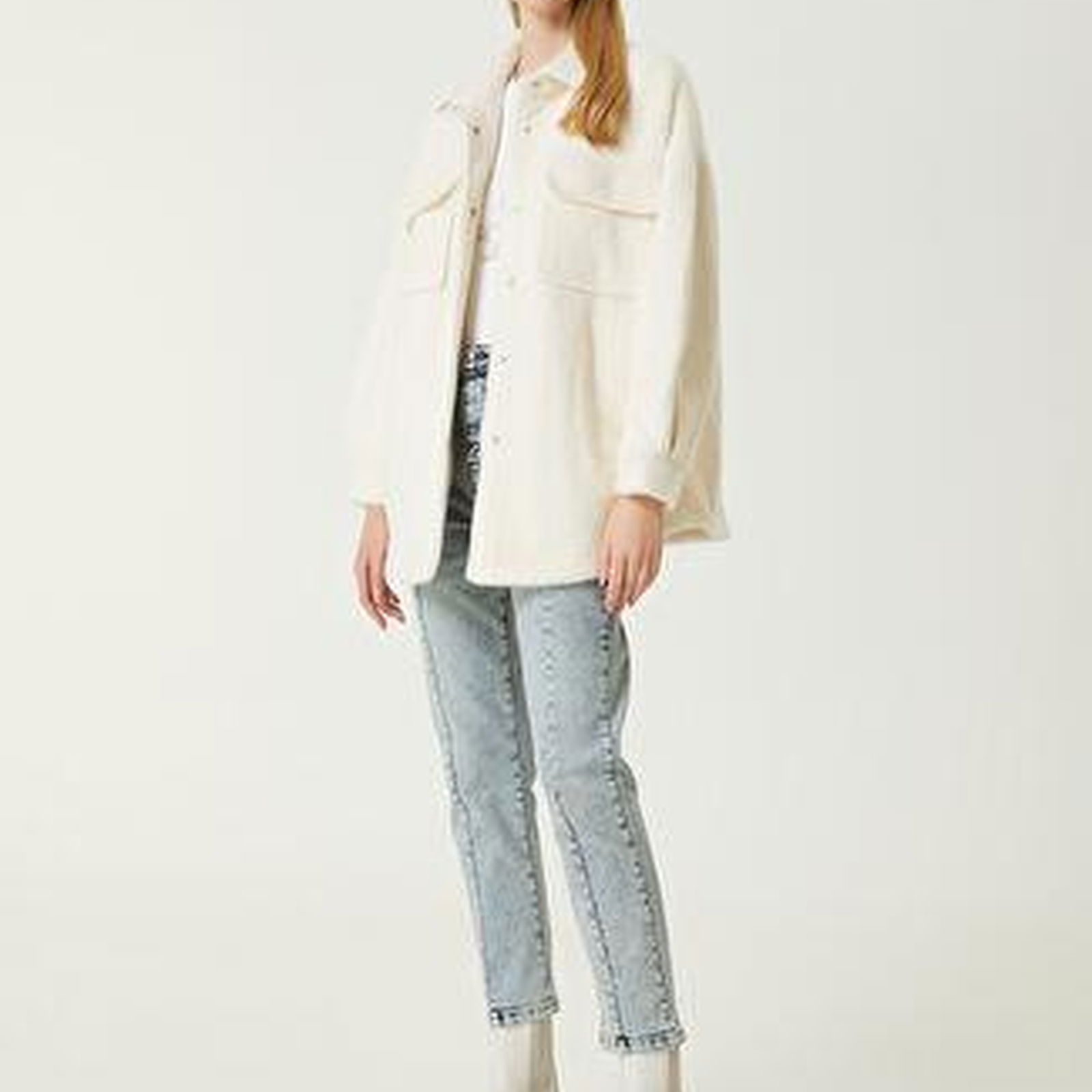 Oversize Kırık Beyaz Dış Gömlek