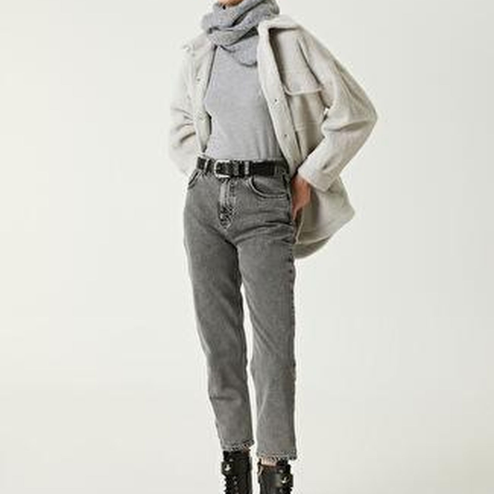 Oversize Gri Dış Gömlek
