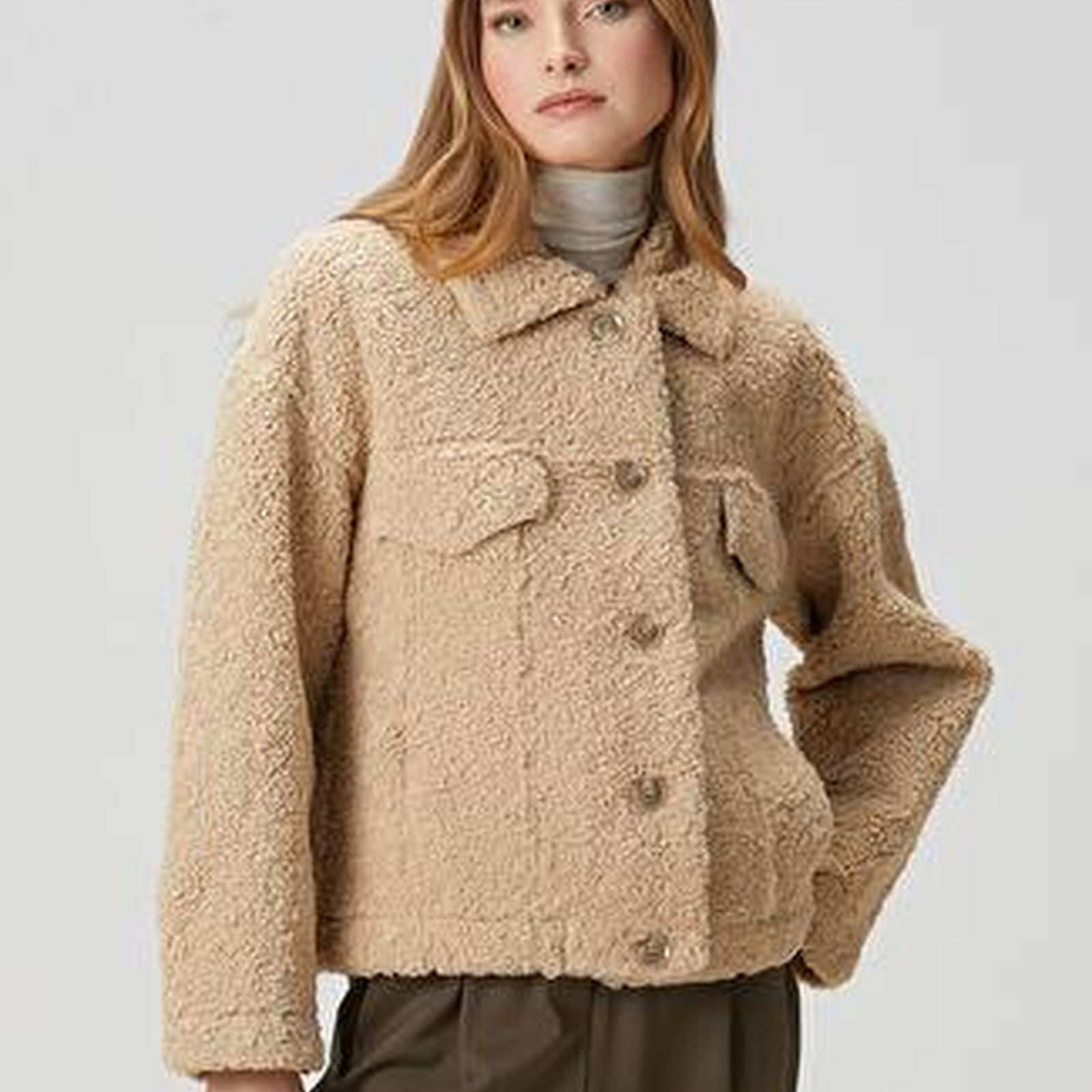 Oversize Bej Trucker Ceket