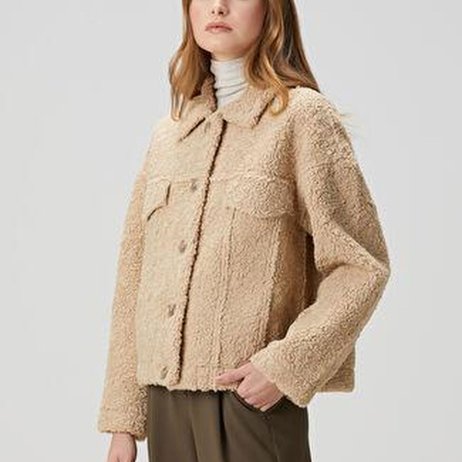 Oversize Bej Trucker Ceket