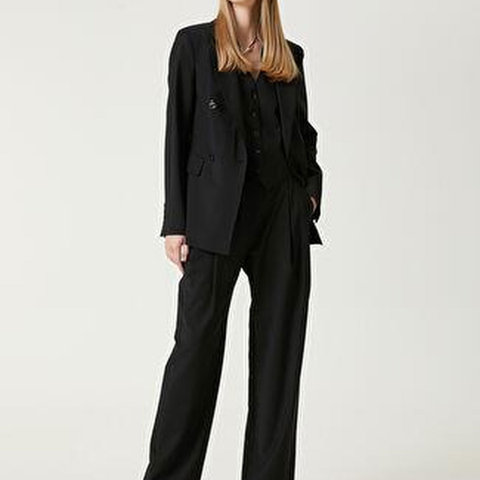 Siyah Kruvaze Blazer