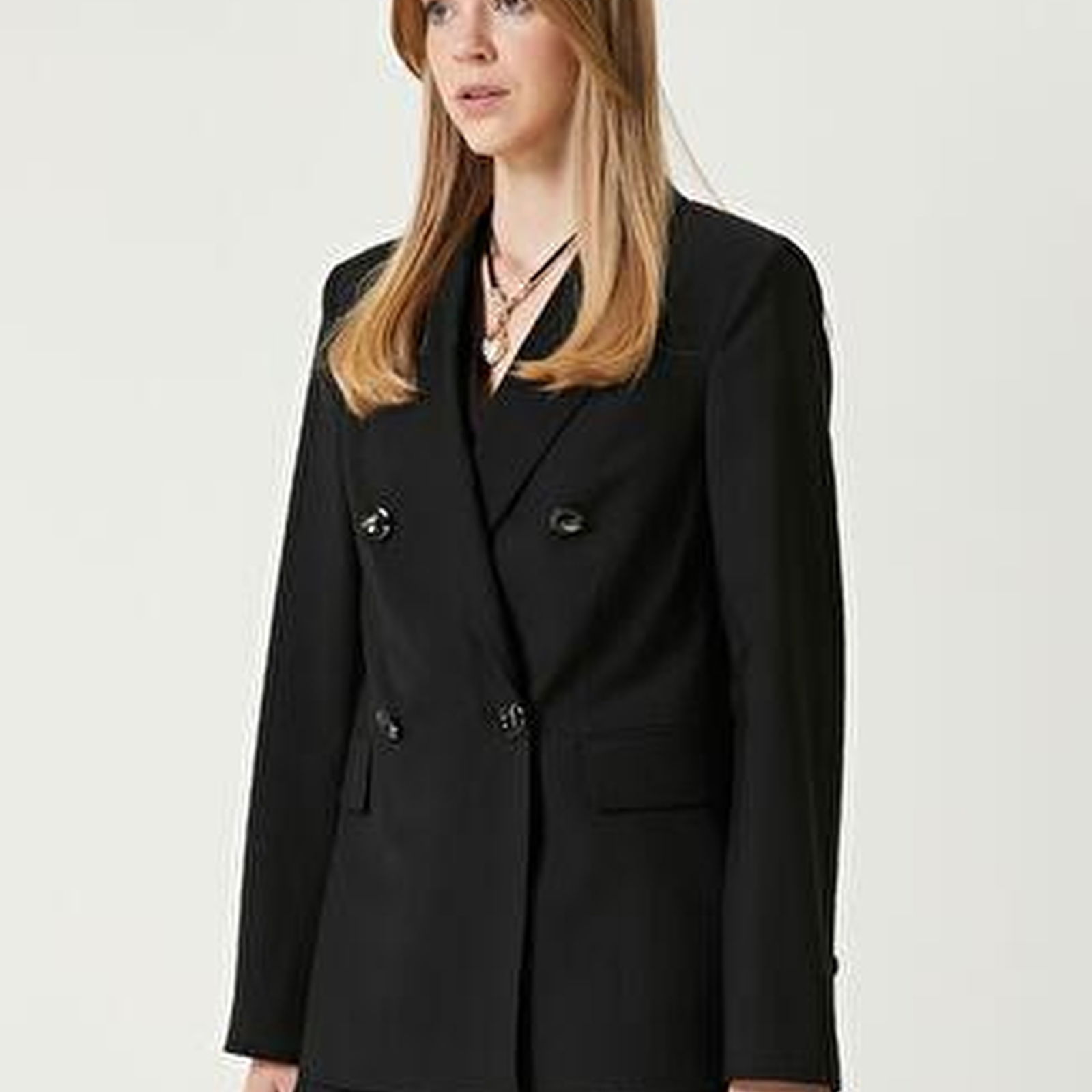 Siyah Kruvaze Blazer