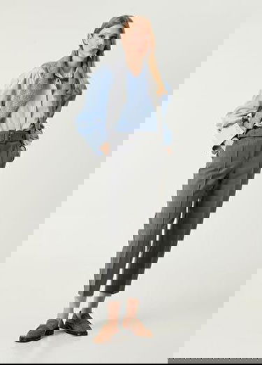  Mavi Crop Poplin Gömlek