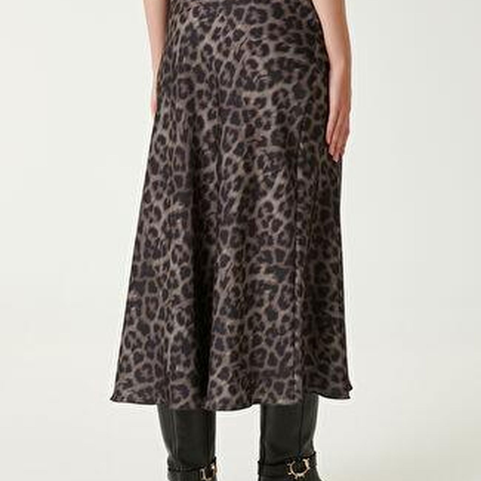 Leopar Desenli Midi Etek