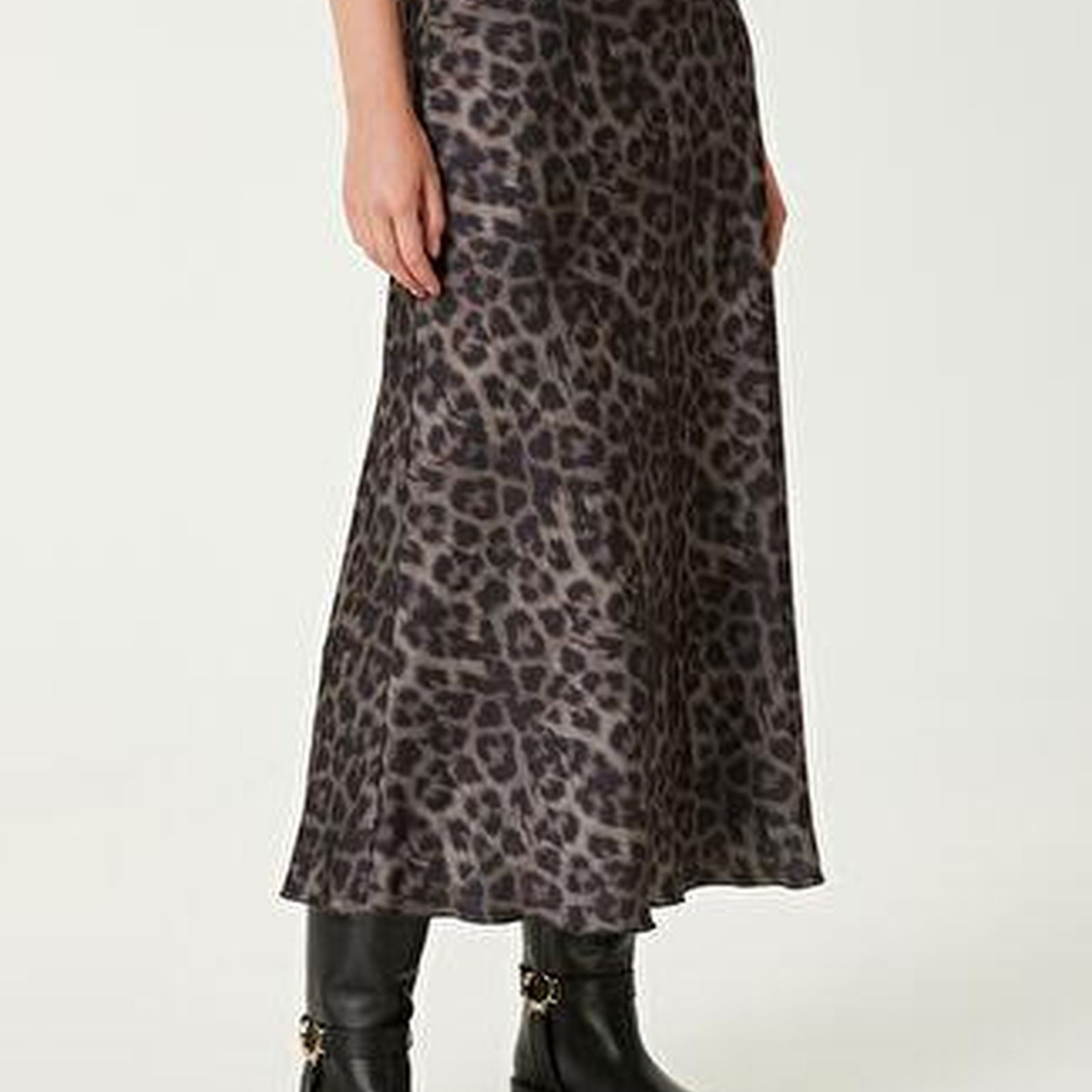 Leopar Desenli Midi Etek