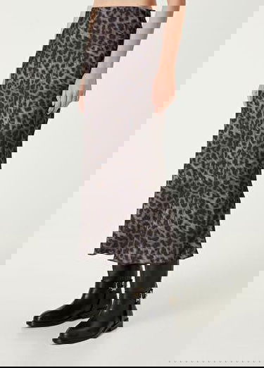  Leopar Desenli Midi Etek
