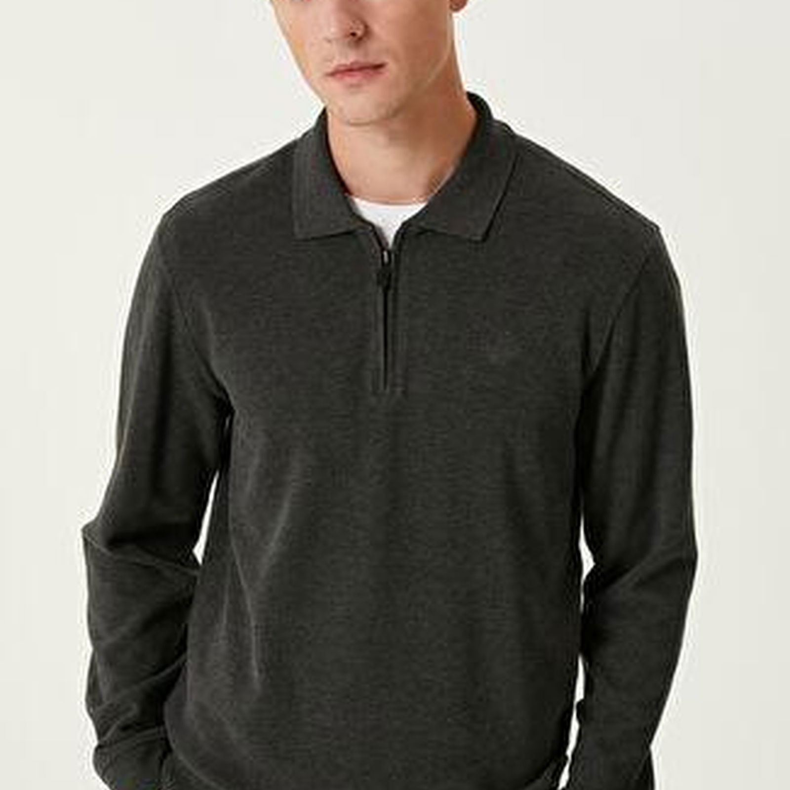 Antrasit Polo Yaka Sweatshirt