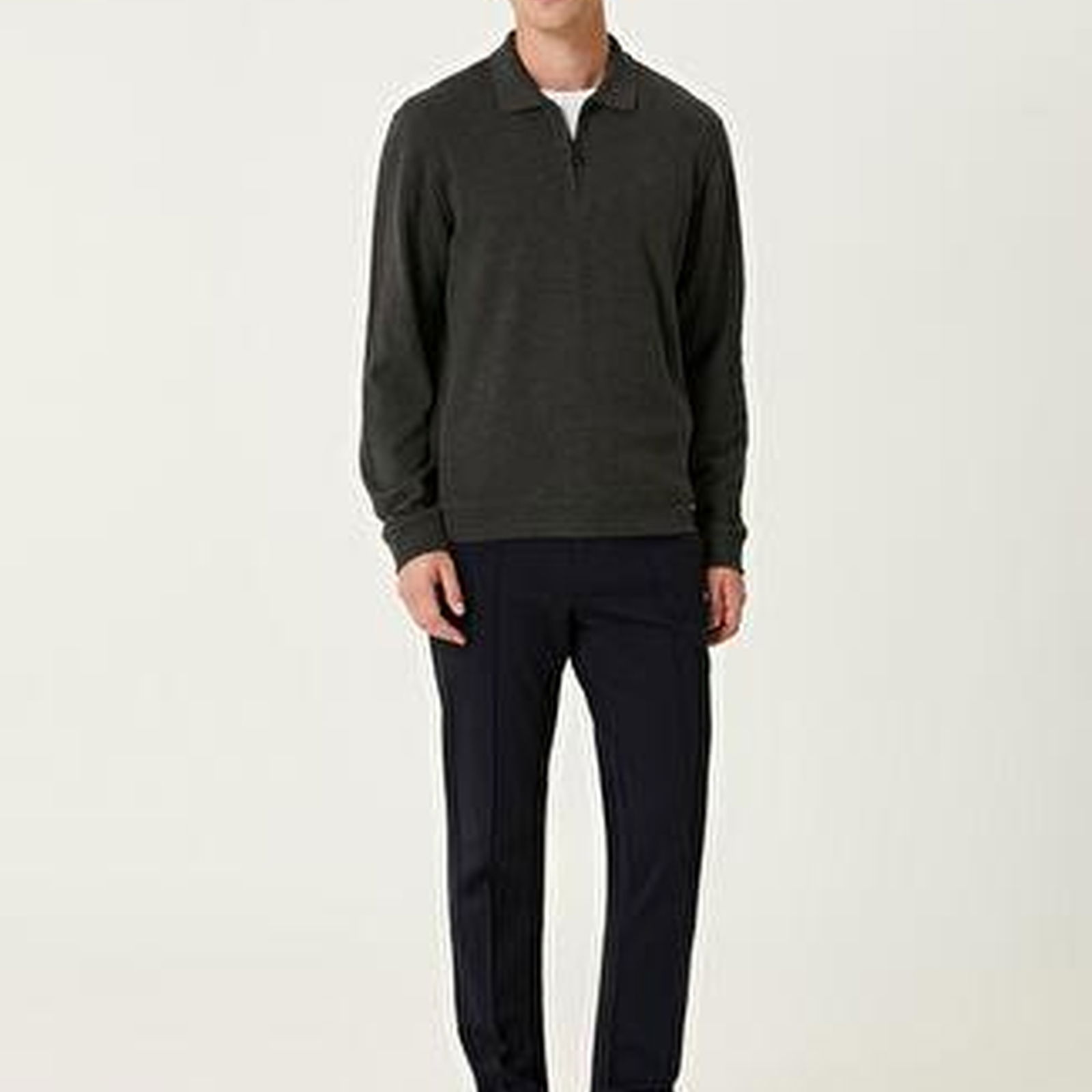Antrasit Polo Yaka Sweatshirt