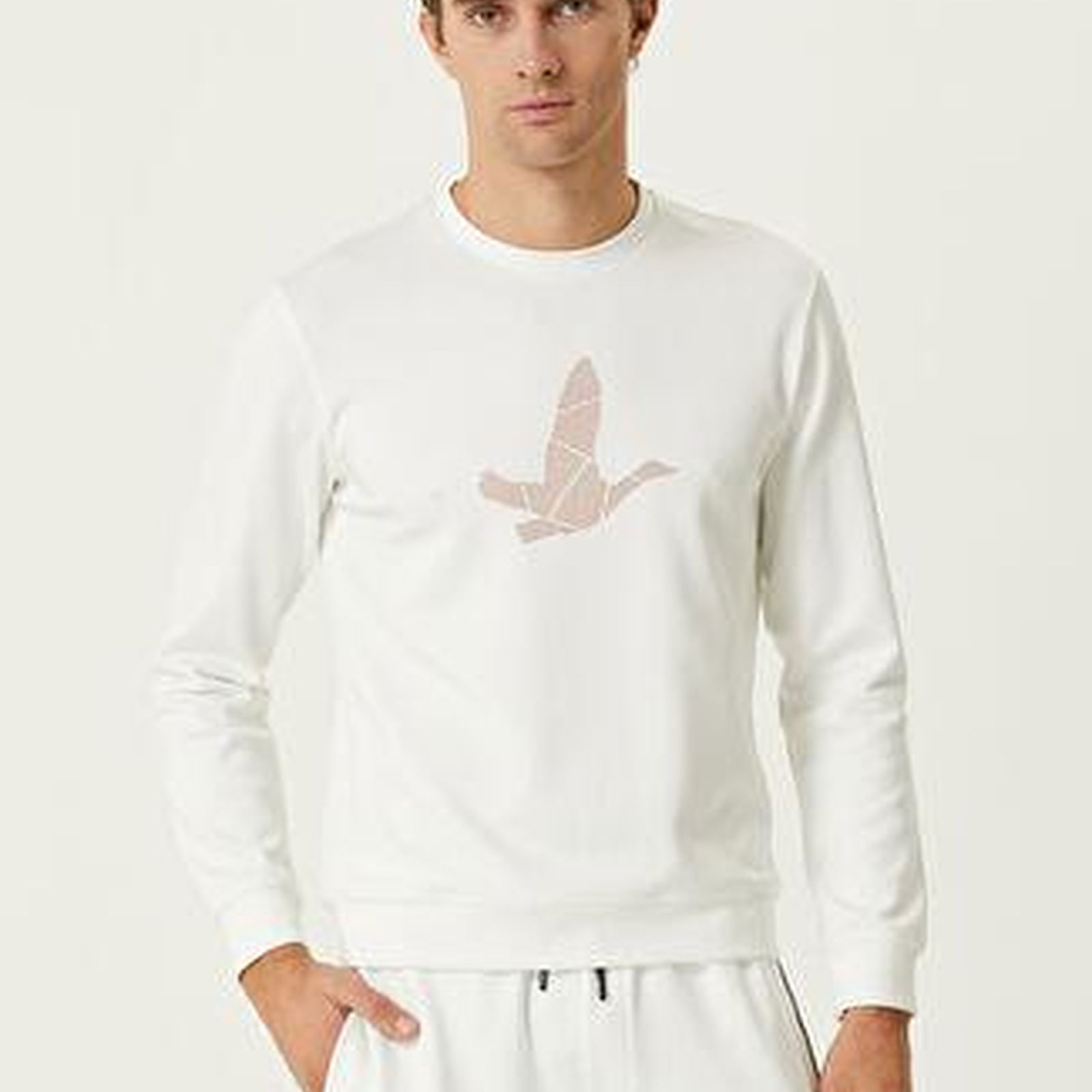 Kırık Beyaz Logo Detaylı Sweatshirt