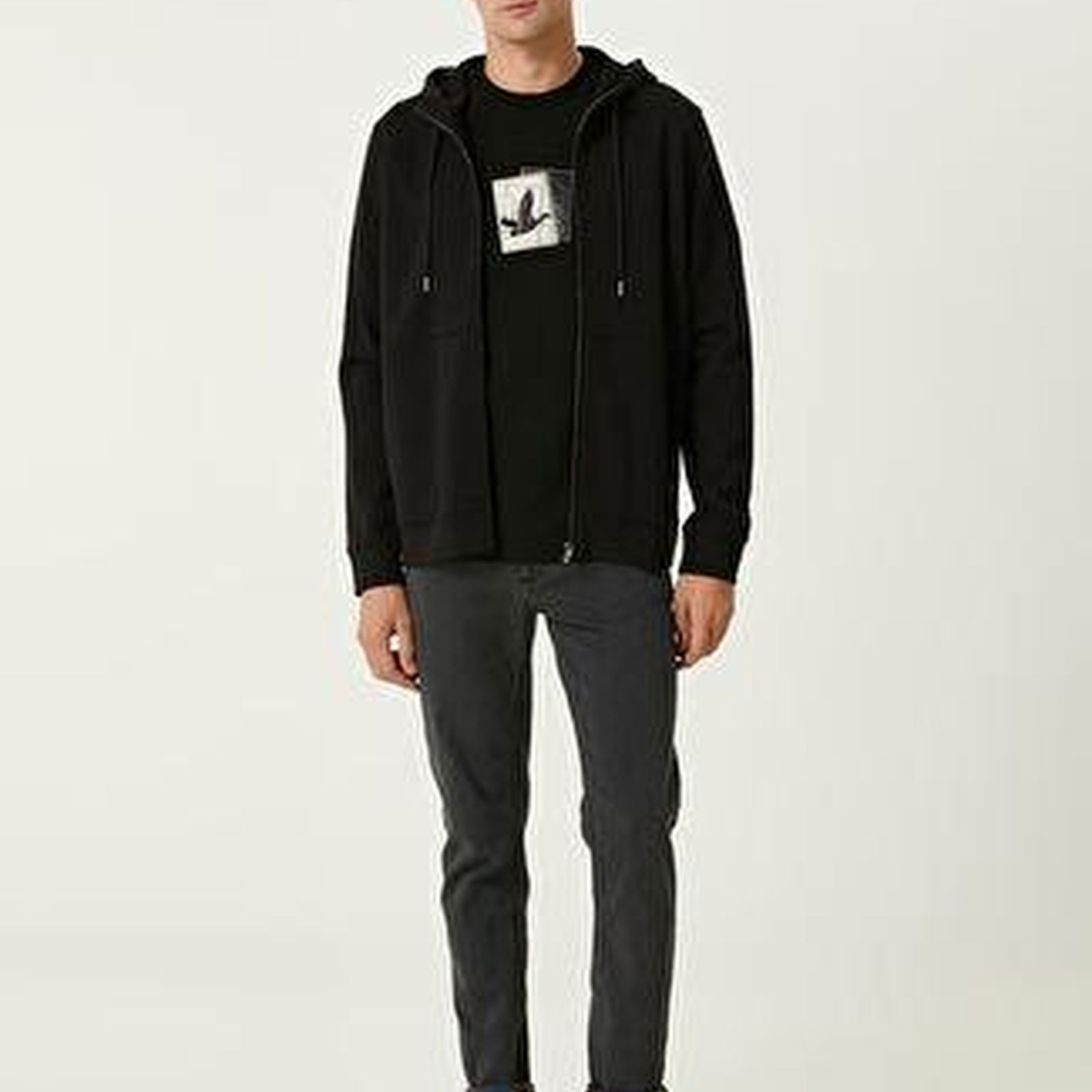 Siyah Kapüşonlu Sweatshirt