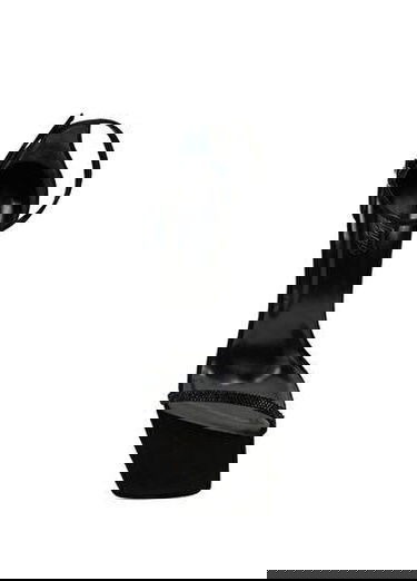  Siyah Taşlı Bantlı Kadın Süet Sandalet