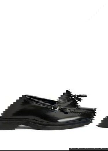  Siyah Püskül Detaylı Erkek Deri Loafer