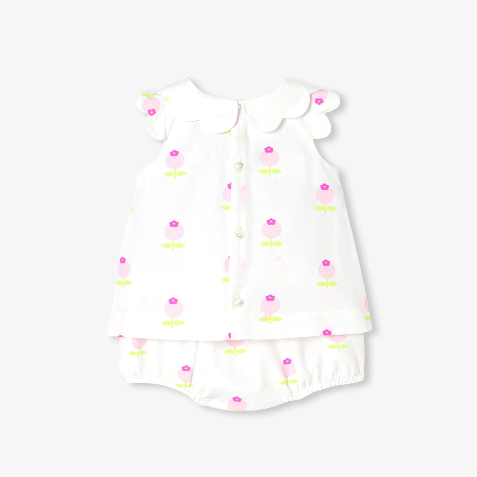 Jacadi Paris Yenidoğan Kız Bebek Poplin Şortlu İkili Set