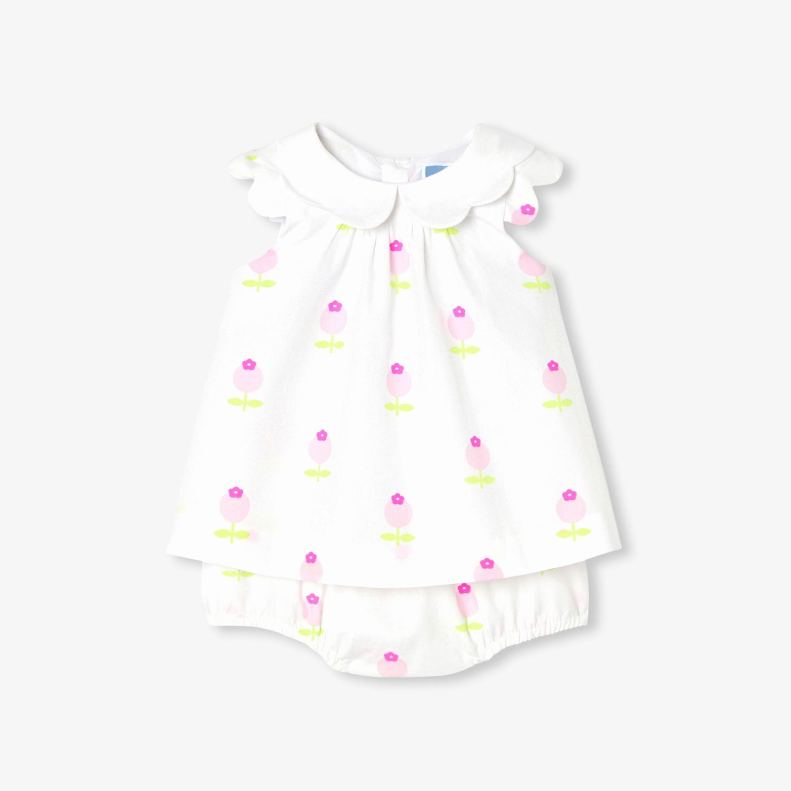 Jacadi Paris Yenidoğan Kız Bebek Poplin Şortlu İkili Set