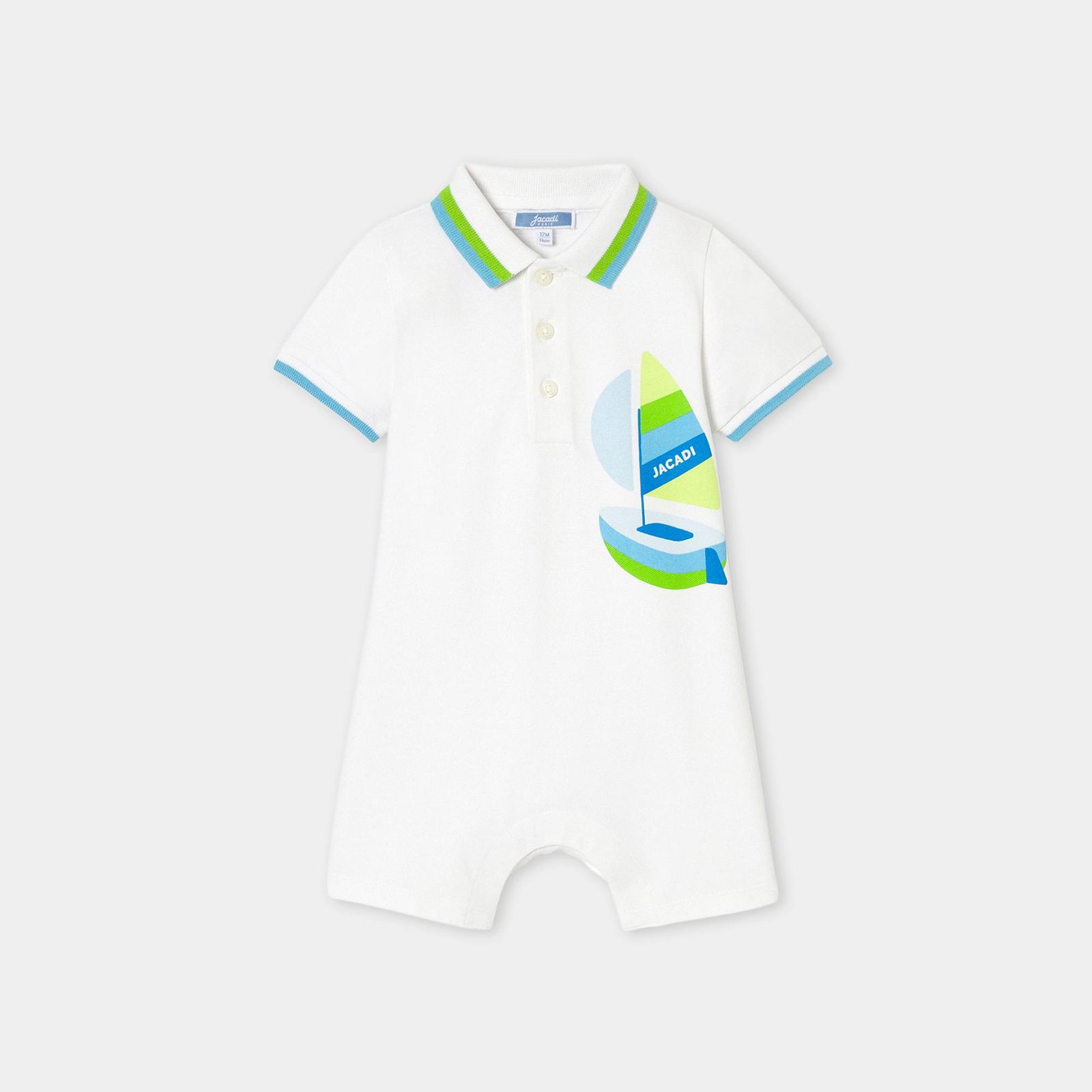 Jacadi Paris Erkek Bebek Pamuklu Pike Polo Yaka Kısa Tulum