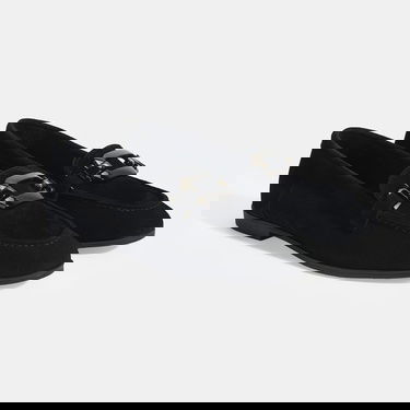  Kadın Siyah Metal Aksesuarlı Süet Loafer