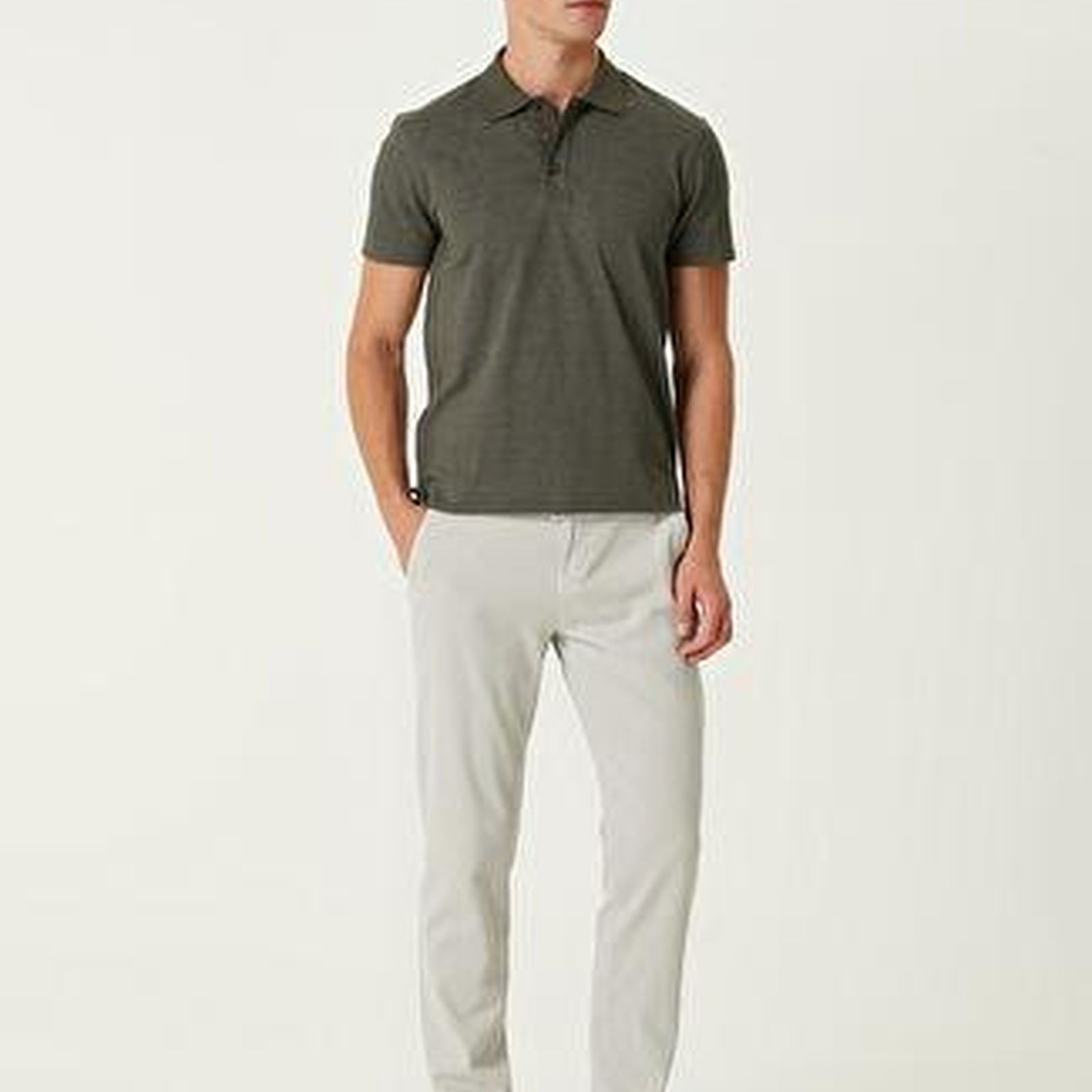 Beymen Club Erkek Slim Fit Haki Polo Yaka Kamuflaj Dokulu T-shirt