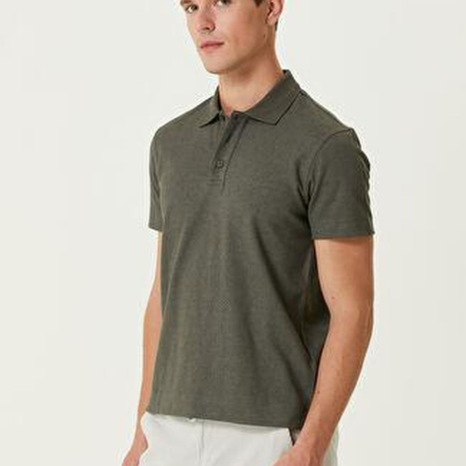 Beymen Club Erkek Slim Fit Haki Polo Yaka Kamuflaj Dokulu T-shirt