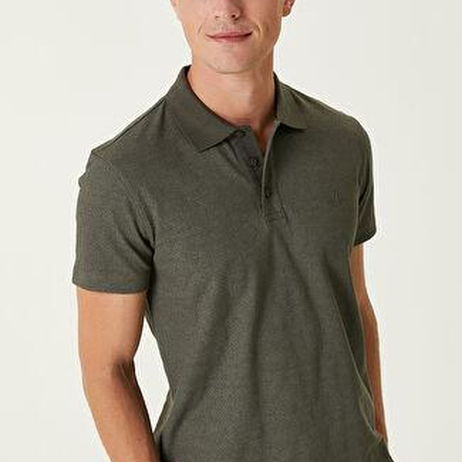Beymen Club Erkek Slim Fit Haki Polo Yaka Kamuflaj Dokulu T-shirt