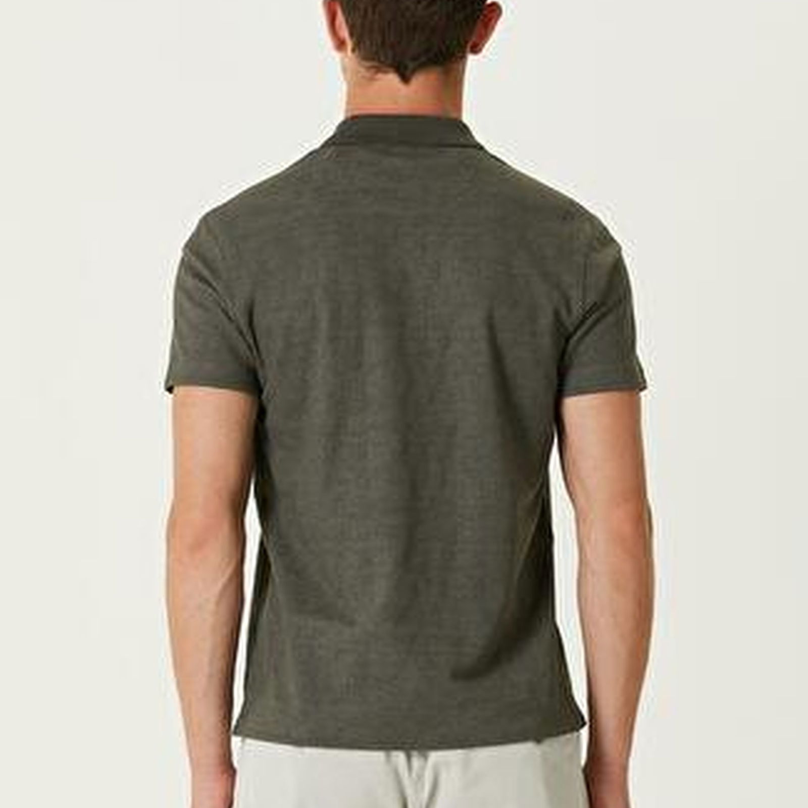 Beymen Club Erkek Slim Fit Haki Polo Yaka Kamuflaj Dokulu T-shirt