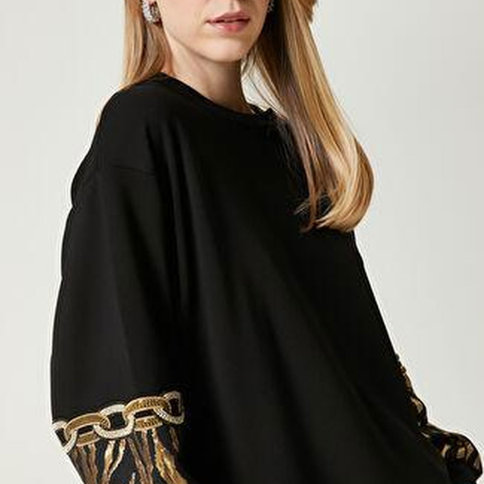 Beymen Club Kadin Siyah Taş İşlemeli Sweatshirt
